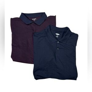 Old Navy Flex Polo Shirt Set of Two in Navy Blue & Pomegranate Berry Size XXL